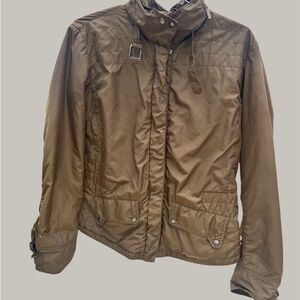 Add Brown Bronze Utility Jacket Snap Zip Lightweight Women 8